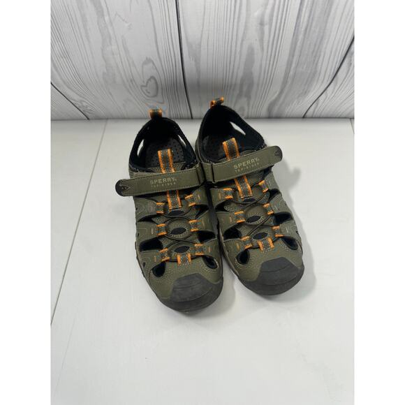 Sperry Top-sider Wet Tech Fish Sandals Size Youth 4 (Women’s 6) Green Leather - Picture 1 of 7